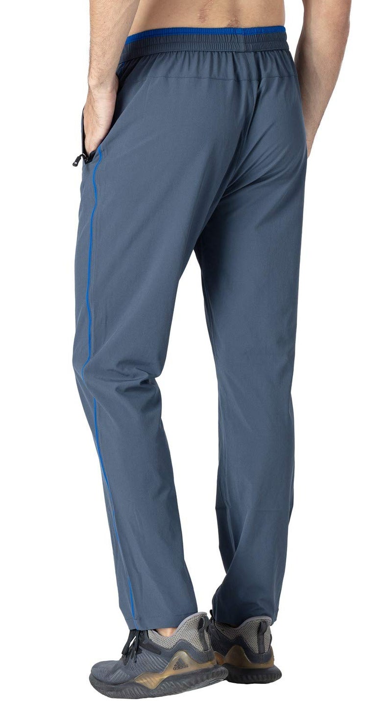 Rdruko Men's Lightwight Sweatpants Quick Dry Casual Gym Workout Athletic Sweat Pants with Zipper Pockets Dusty Blue Large - Image 4